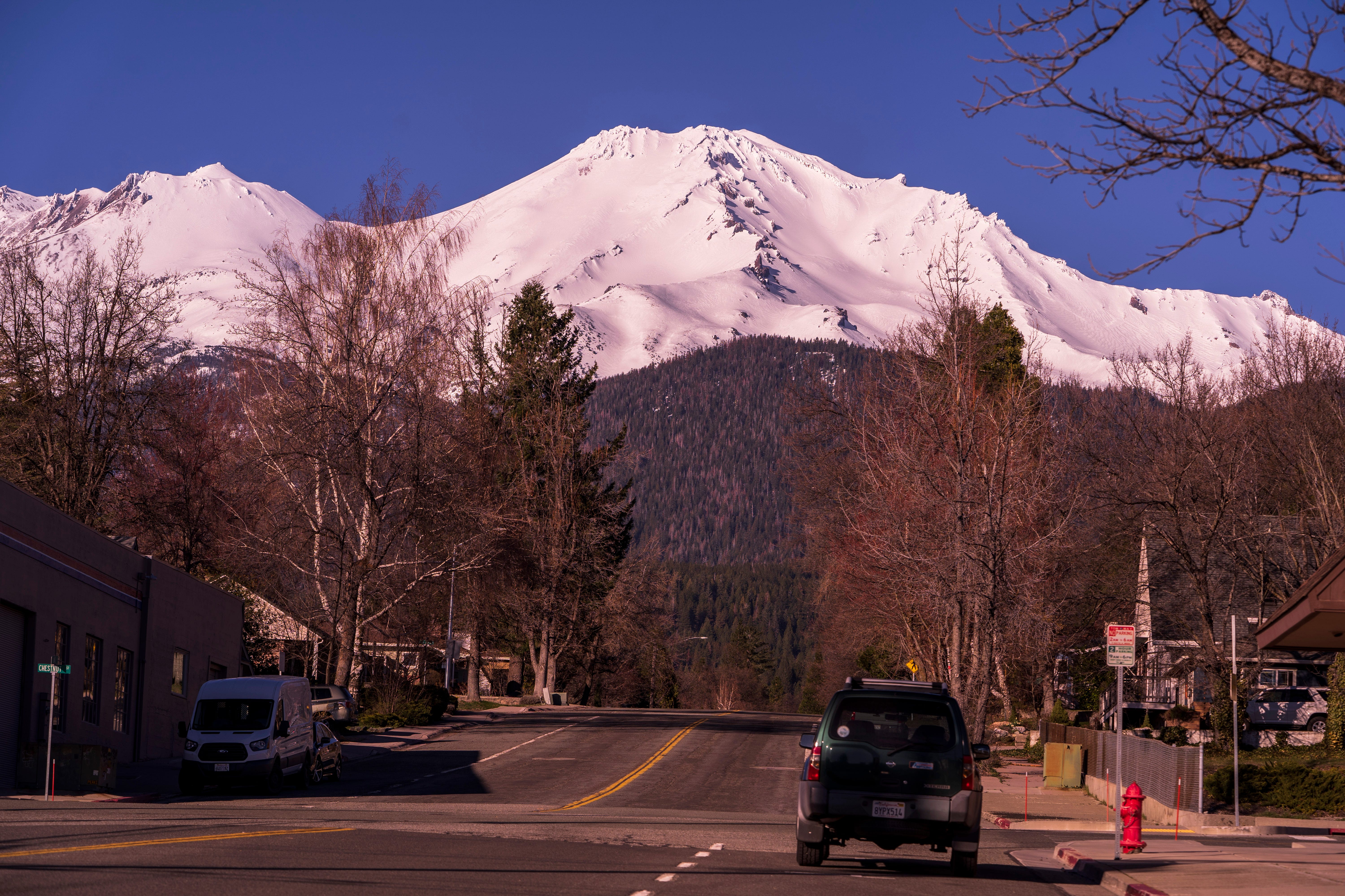 Mt. Shasta is seen Monday, April 1, 2024 from East Lake Street in the downtown area of the city of Mount Shasta, California.