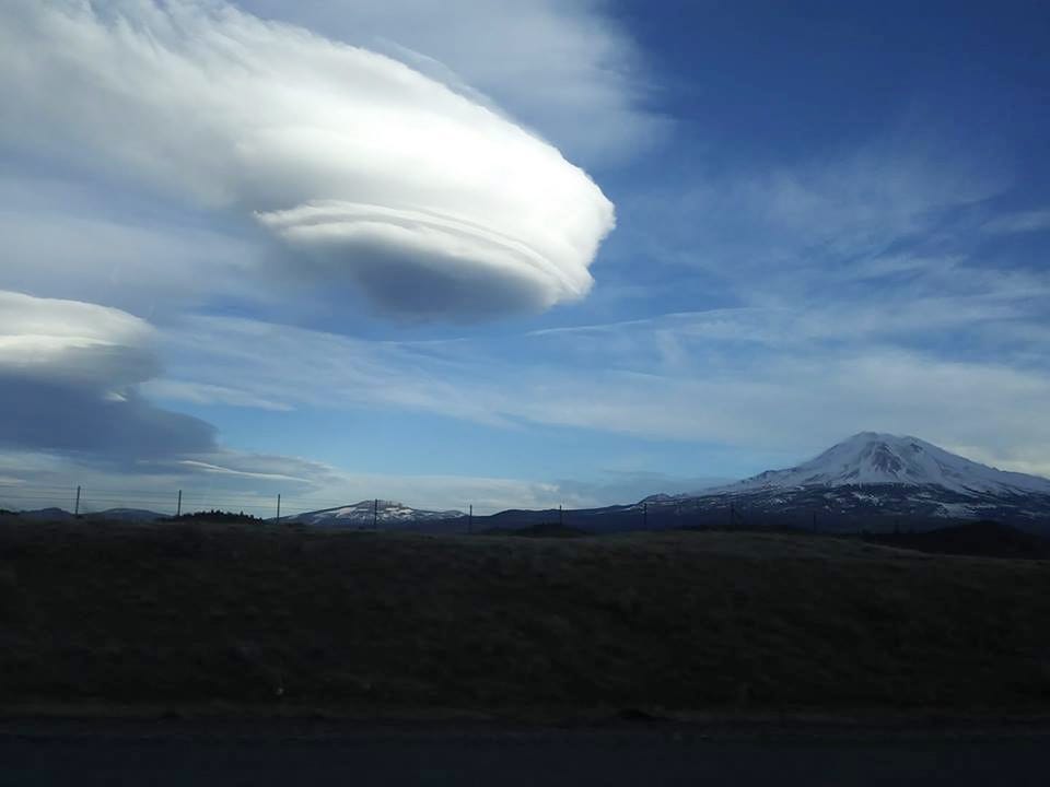 A lenticular cloud approaches Mt. Shasta from the Weed area in this photo submitted by Helen E. Taylor
