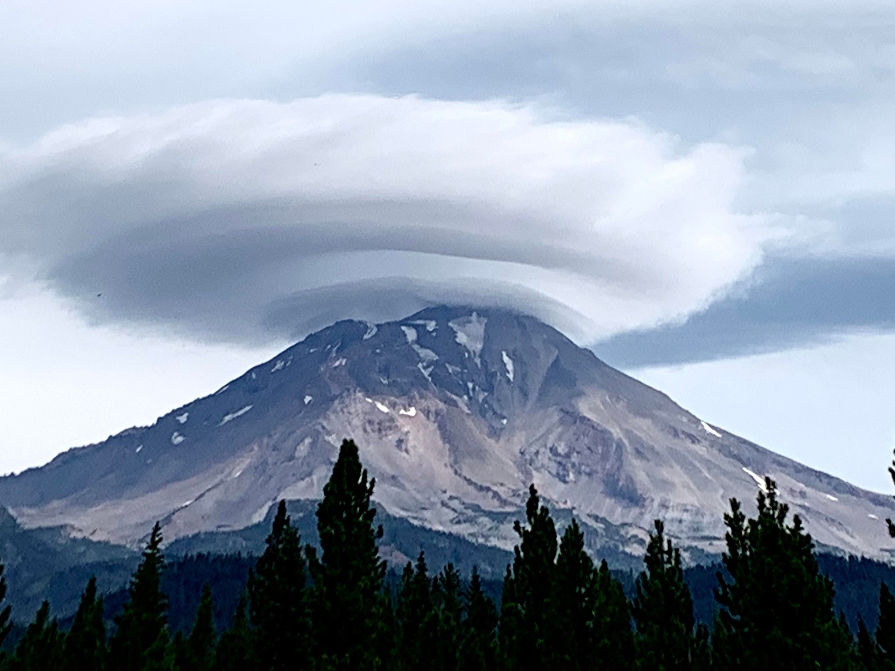 A lenticualr cloud over Mt. Shasta in August of 2020.