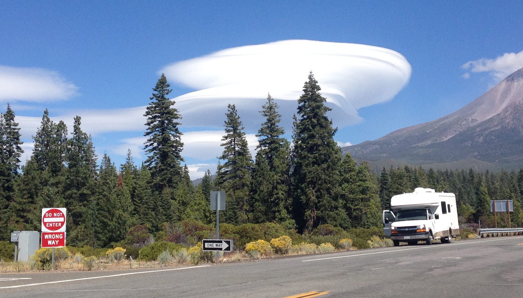 Taken in 2014 from Weed, this lenticular approaches Mt. Shasta.