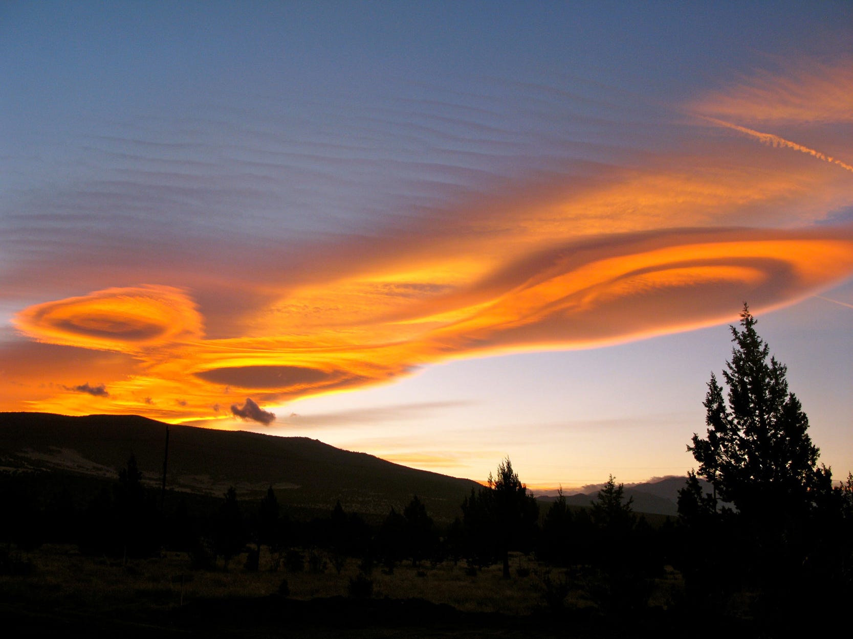 A series of lenticular clouds can be seen in this photo taken in the Mt. Shasta Area and submitted by Sulena Sivananda.