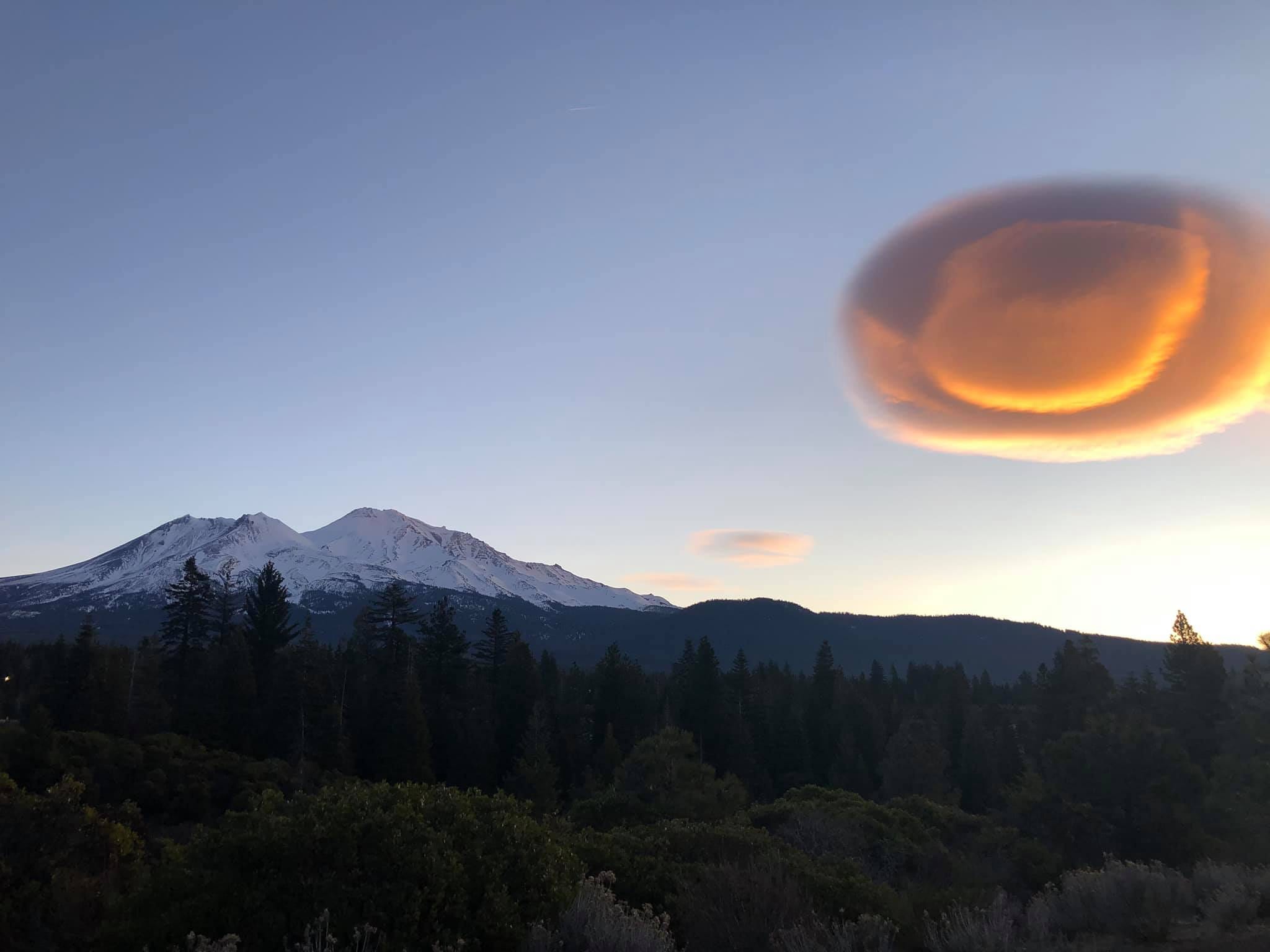 A lenticular and Mt. Shasta in February 2020, submitted by Suzzanne Mendenhall.