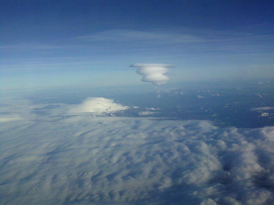 A lenticular that hovered over Mount Shasta for two days in February of 2012 was just as stunning from above. Nansee Greenwich of Sebastopol submitted this photo, taken from an Alaskan Airlines flight traveling from Seattle, Wash. to Santa Rosa on Jan. 29, 2012. “I was excited to see it and then even more excited to see your posts on Facebook and realize that it was over Mt Shasta!” Greenwich wrote in an email to submit this photo.