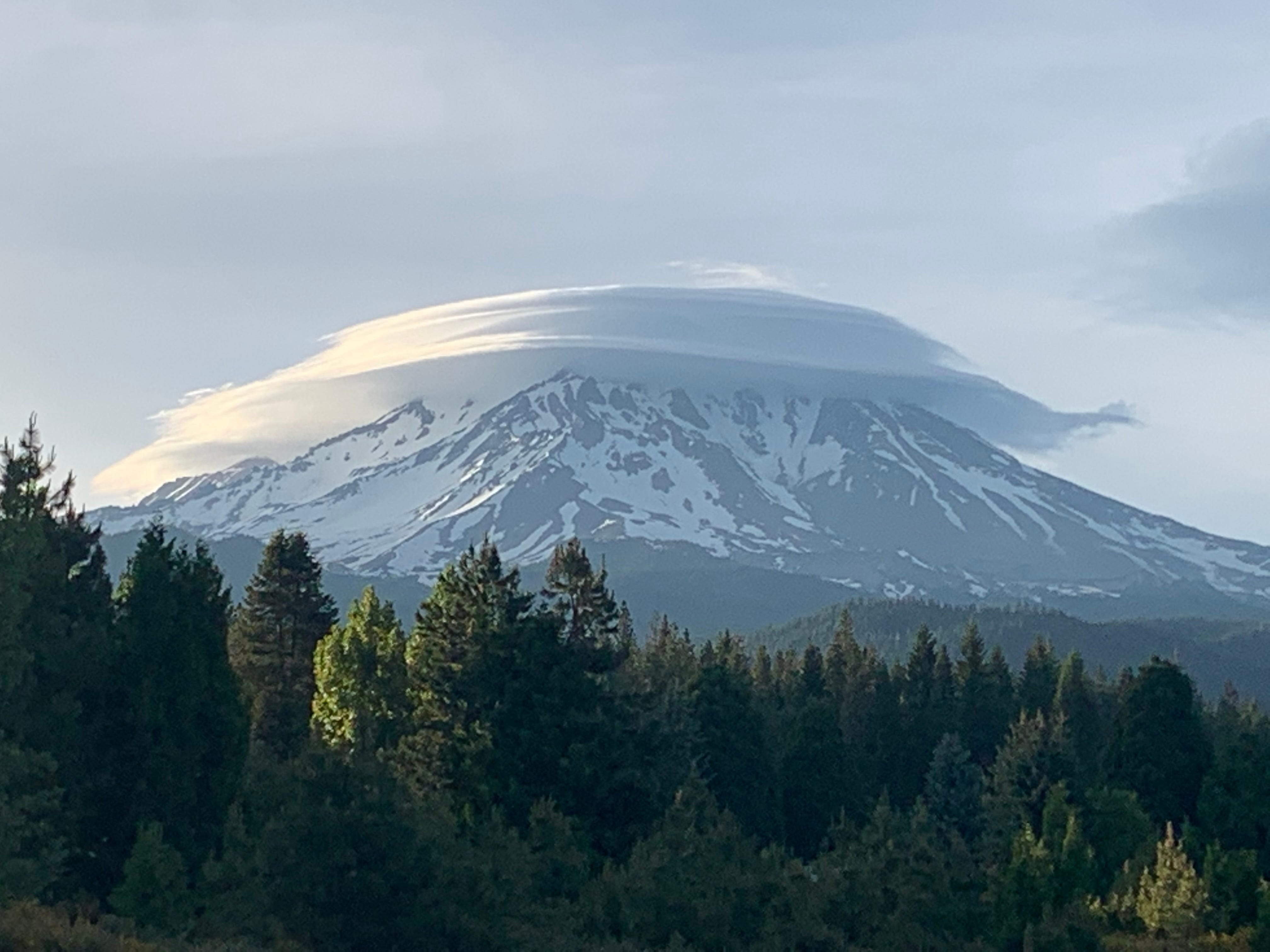 Mt. Shasta with a lenticular cloud from McCloud